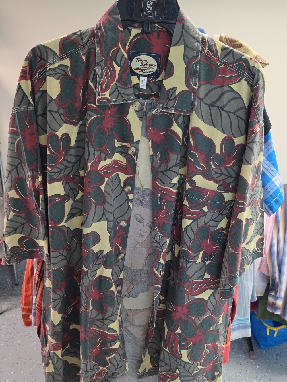 Tommy Bahama Olive & Red Floral Lightweight Shirt Jacket